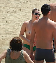 Topless beach voyeur