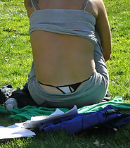 Thong Exposed In Park