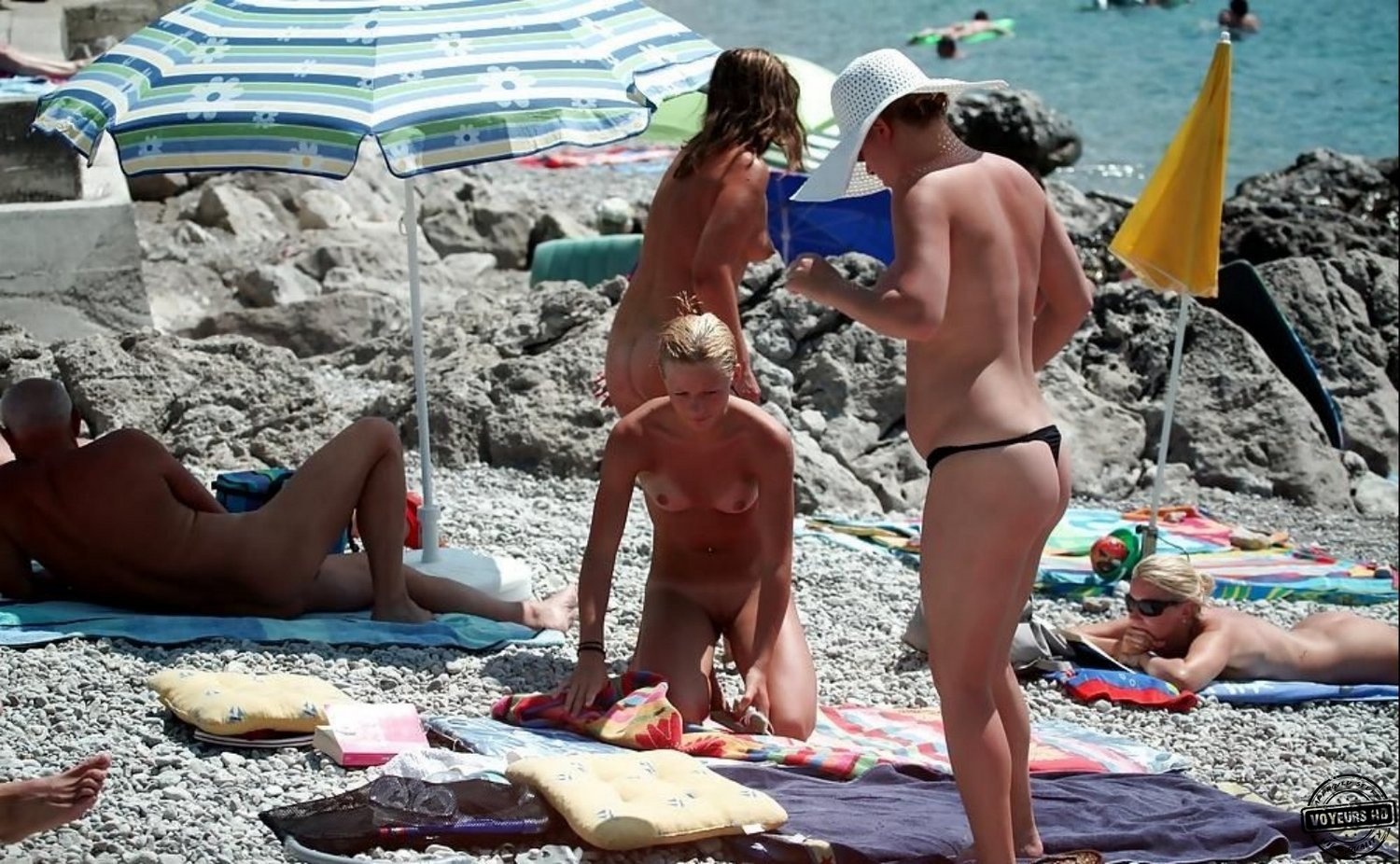 Mom and Daughter Nude on Beach