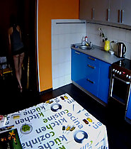 Hot girl spied in kitchen