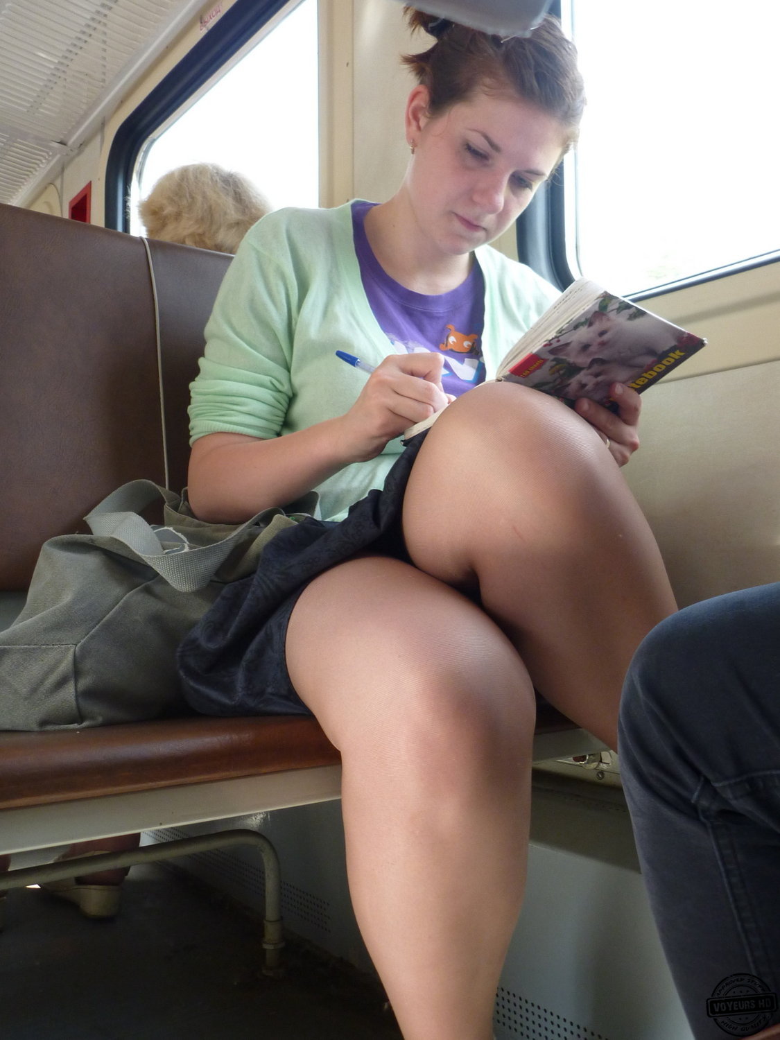 legs voyeur in train