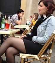 Sexy legs on the cafe