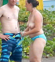 Beach exhibitionism mom