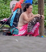 Beach exhibitionism mom