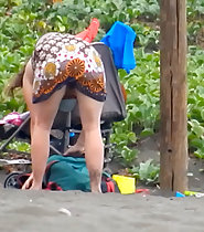 Beach exhibitionism mom