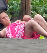 Beach exhibitionism mom