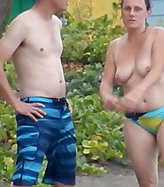Beach exhibitionism mom