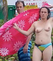 Beach exhibitionism mom