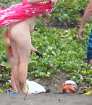 Beach exhibitionism mom