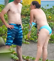 Beach exhibitionism mom