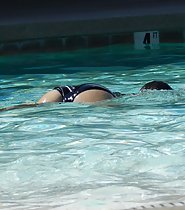 Girl in a public pool
