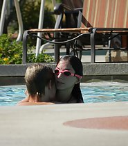 Girl in a public pool