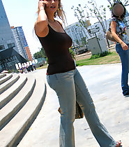 Busty milf in tight jeans