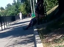 Couple fucking on the park bench