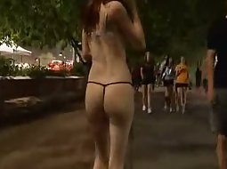 She is almost nude in public