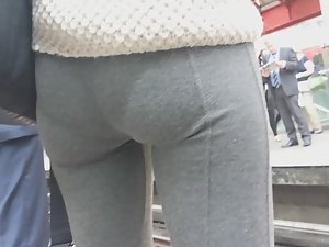 Sexy gap between thighs and cameltoe