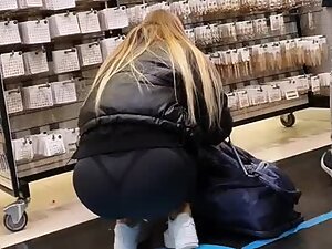 Voyeur checks out a fit hottie at the store