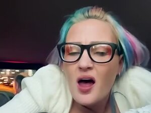 Horny girl with rainbow hairstyle makes a sex selfie