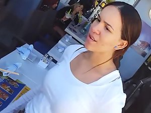 Hot ass of a waitress that doesn't wear makeup