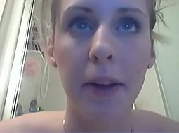 Frisky girl films her own shower