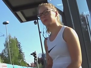 Sporty girl with glasses got hot ass