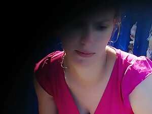 Incredible hanging tits and hairy pussy in beach cabin