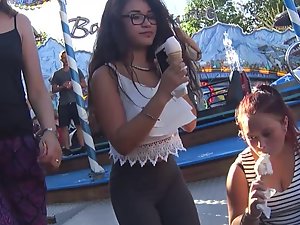 Tiniest and sexiest girl in the fun park
