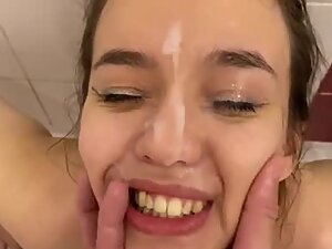 Using her mouth like a toy for throbbing penis