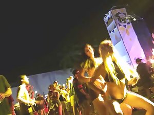 Sexy girls dancing during festival