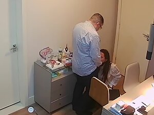 Spying on a business meeting that ends with a blowjob
