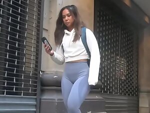 Voyeur checks out gym results of curvy asian girl