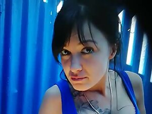 Badass girl with tattoos caught a voyeur looking at her pussy