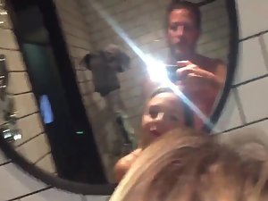 Cumming in girl's ass in front of mirror