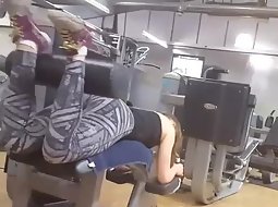 Hot girl in tights at the gym