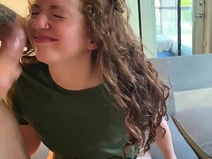 Curly girl loves cock and appreciates finger in ass