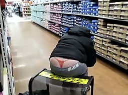 Hot thong visible in the shoe store