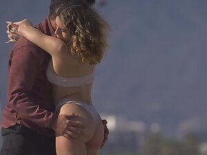 Hugging and kissing while touching her hot ass