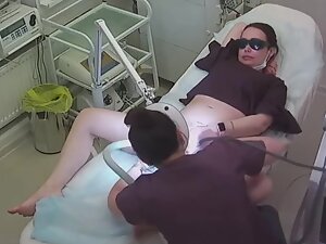 Milf spreads her legs for laser hair removal
