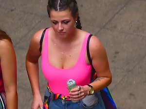 Hot tits on a pride parade