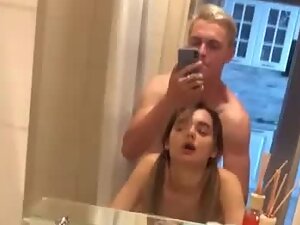 First she laughs and then moans in sex selfie video