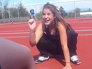 Peeping on sexy pole vaulting training