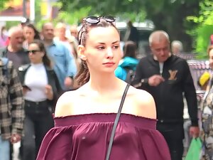 Fashionable girl doesn't know her tits are so visible