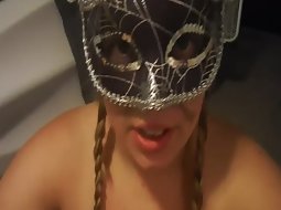 Masked girl gets gagged by sperm