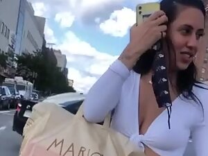 Hot latina got perfect perky tits in a white top