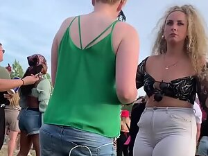 Extra thick girl shakes her big butt on a festival