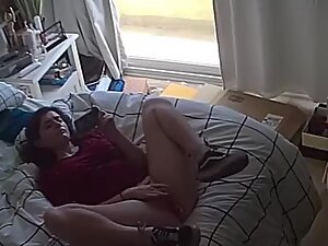 Voyeur video of hot masturbation in bedroom