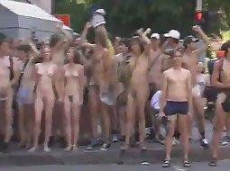 Naked students protesting