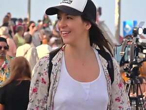 Noticing her heartwarming smile and bare boobs without a bra