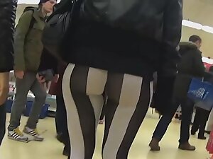 Insane ass in tights with zebra stripes