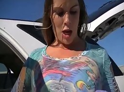 Wife teases guys with her upskirt